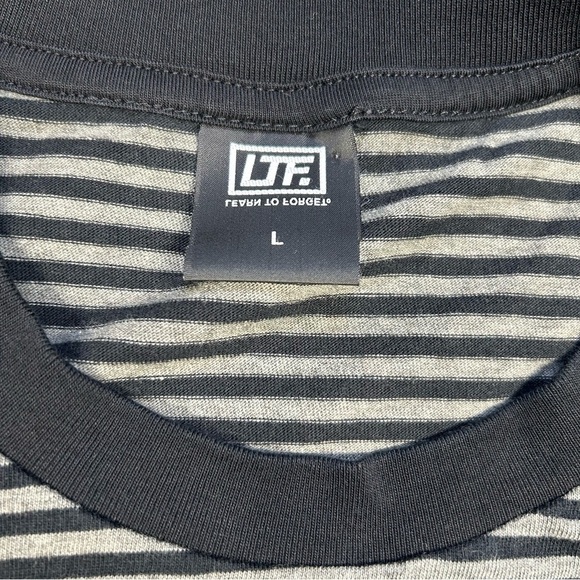 Learn to Forget Shirt Mens Large Striped Tee Basic Crewneck TShirt Grunge Skate - Picture 3 of 6